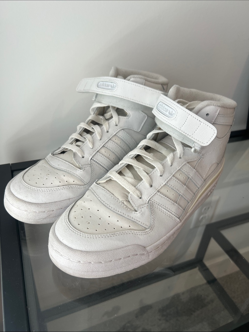 Men’s Adidas High Top, White Sneakers